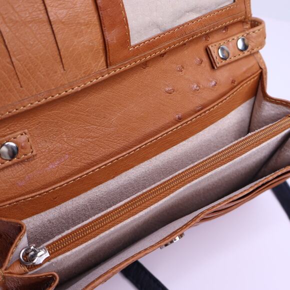 KAROO Classics Bundle of 2 Ostrich Leather Croc Shin Crossbody Bag Blue and Tan - Picture 6 of 6